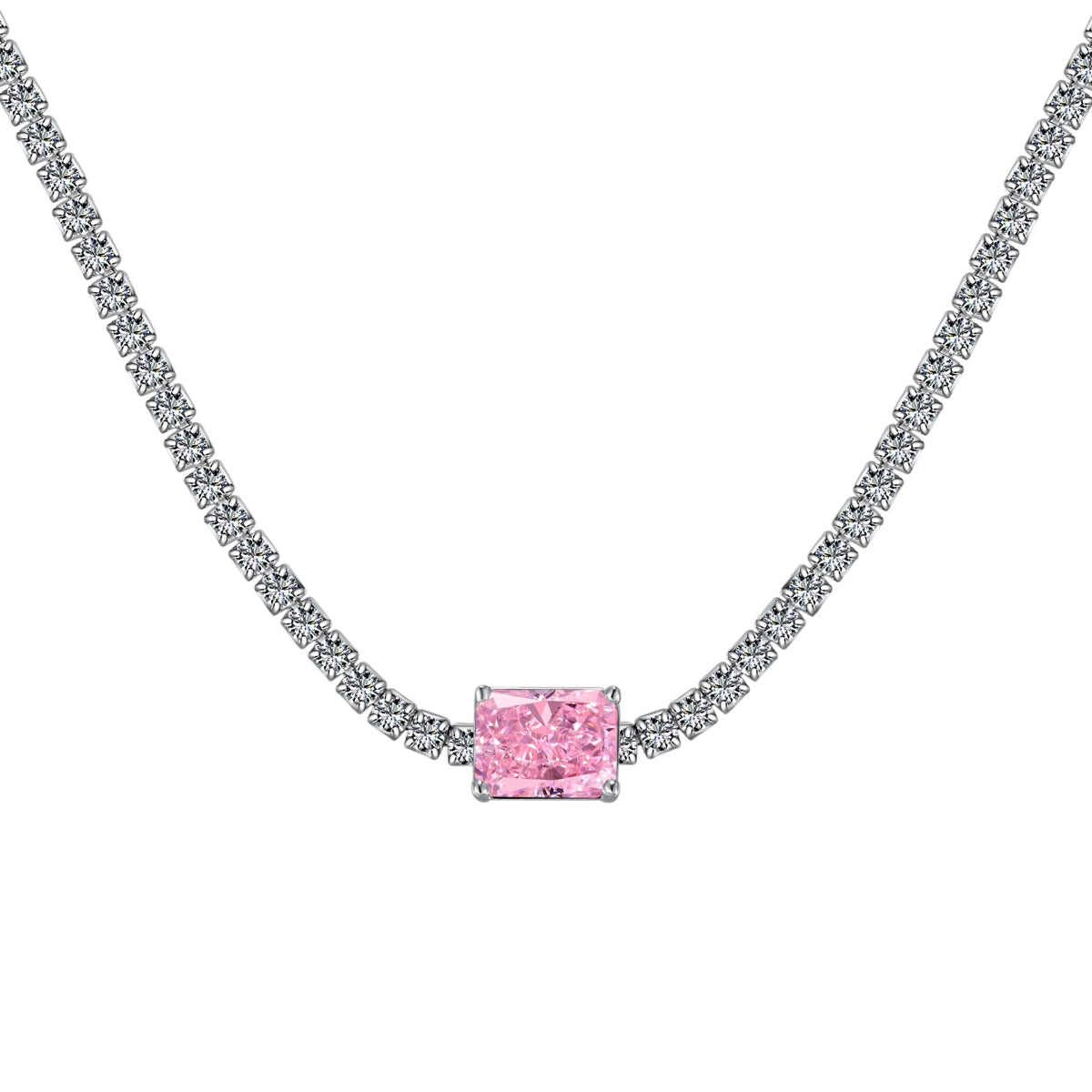 [Rose Tomorrow]2.0 carat Ornate Emerald Cut Necklace