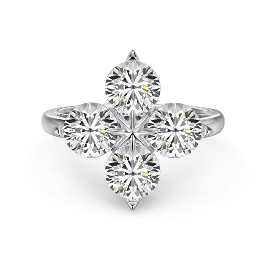 [Rose Tomorrow]Four-Leaf Clover Eight-Pointed Star Ring