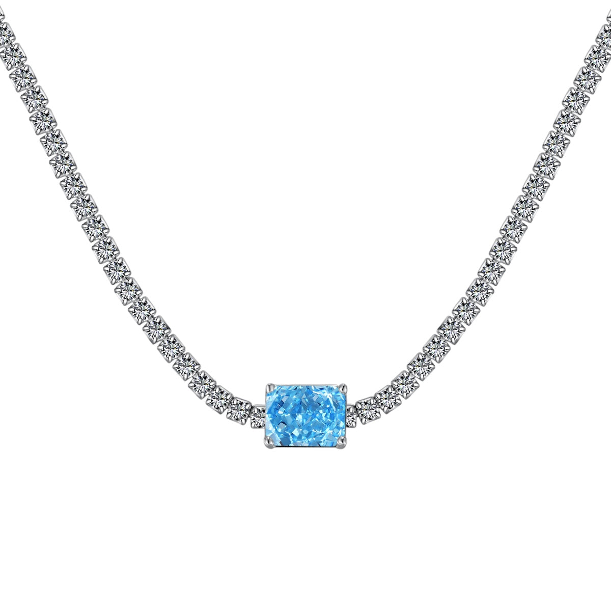 [Rose Tomorrow]2.0 carat Ornate Emerald Cut Necklace