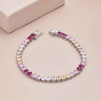 [Rose Tomorrow]Luxurious Colorful Romantic Heart Shape Lover Bracelet