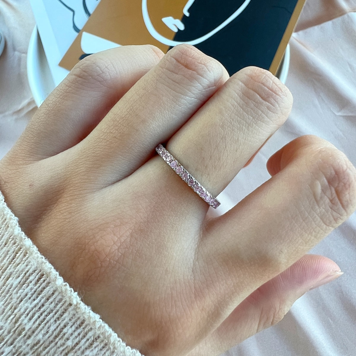 [Rose Tomorrow]Delicate Sparkling Round Cut Daily Ring