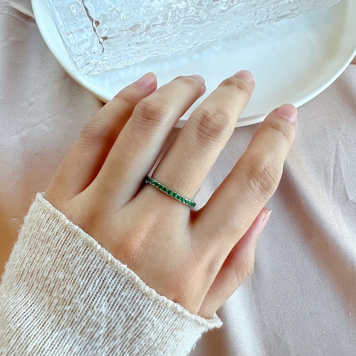 [Rose Tomorrow]Delicate Sparkling Round Cut Daily Ring