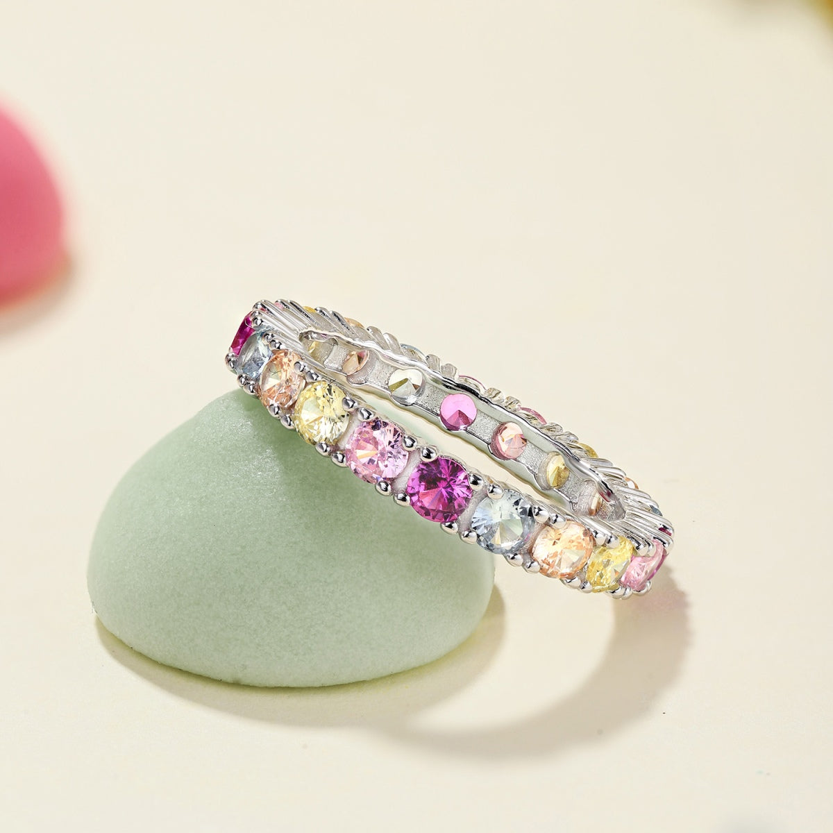 [Rose Tomorrow]Dazzling Lustrous Round Cut Tennis Ring