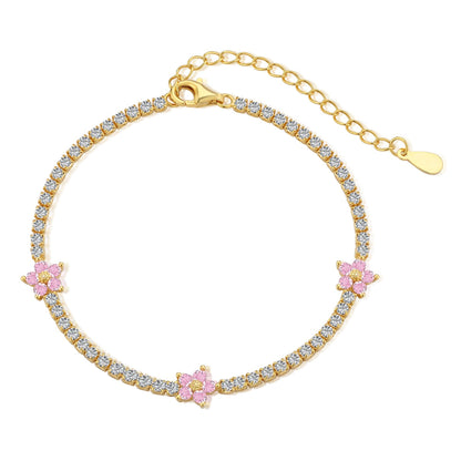 [Rose Tomorrow]Sparkling Flower Shape Tennis Bracelet