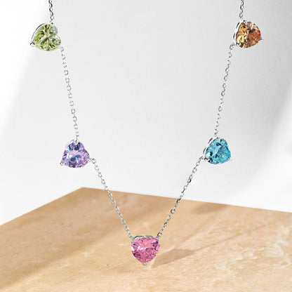 [Rose Tomorrow]Sparkling Colorful Heart Cut Necklace