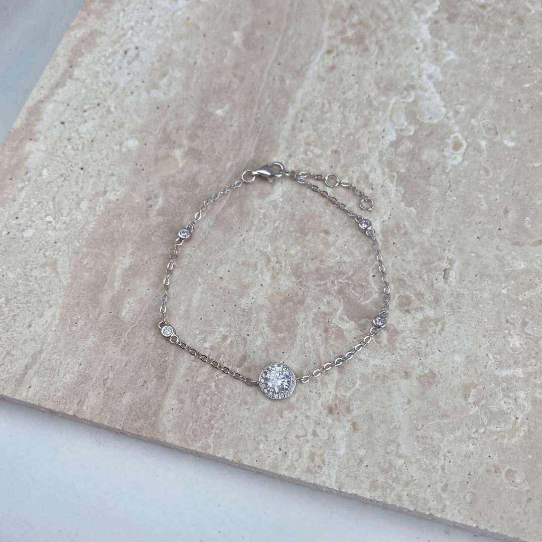 [Rose Tomorrow]Dazzling Round Cut Shape Bracelet