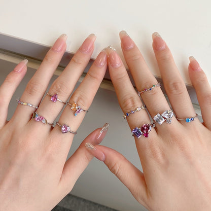 [Rose Tomorrow]Radiant Colorful Multi Cut Daily Ring