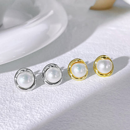 [Rose Tomorrow]Dainty Bread Pearl Earrings