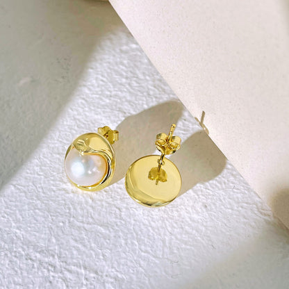 [Rose Tomorrow]Dainty Bread Pearl Earrings