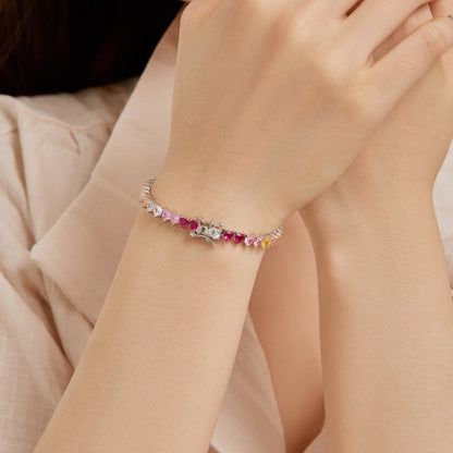 [Rose Tomorrow]Luxurious Colorful Romantic Heart Shape Lover Bracelet