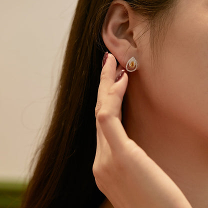 [Rose Tomorrow]Sparkling Delicate Water Drop Shape Daily Earrings