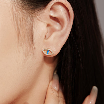 [Rose Tomorrow]Blue Devil Eyes Hollow Stud Earrings