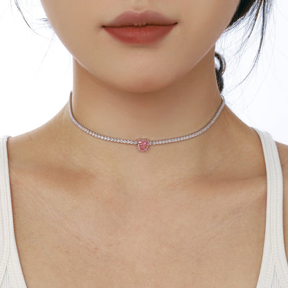 [Rose Tomorrow]2.0 Carat Sparkling Tennis Heart Cut Necklace