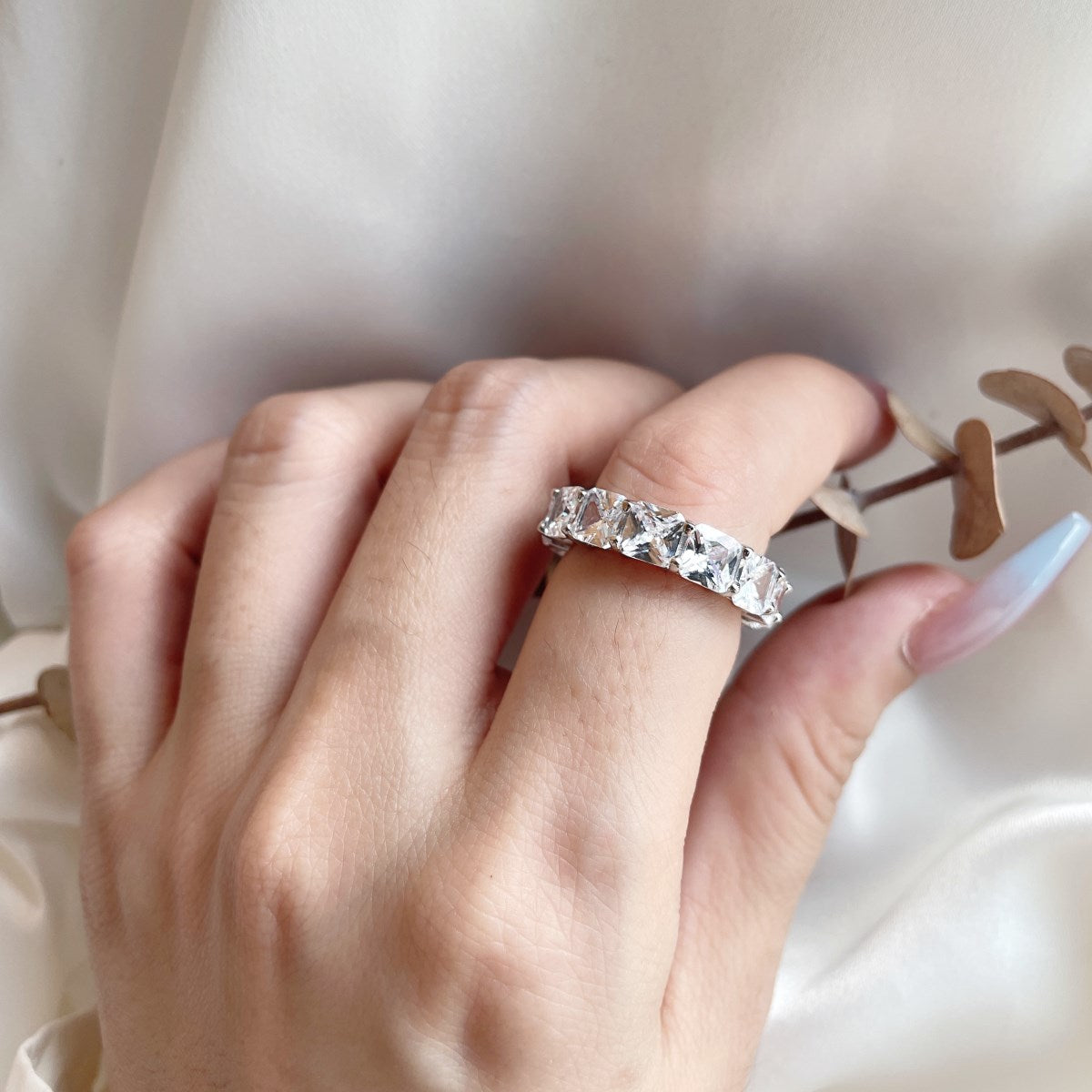 [Rose Tomorrow]Elegant Princess Cut Tennis Ring