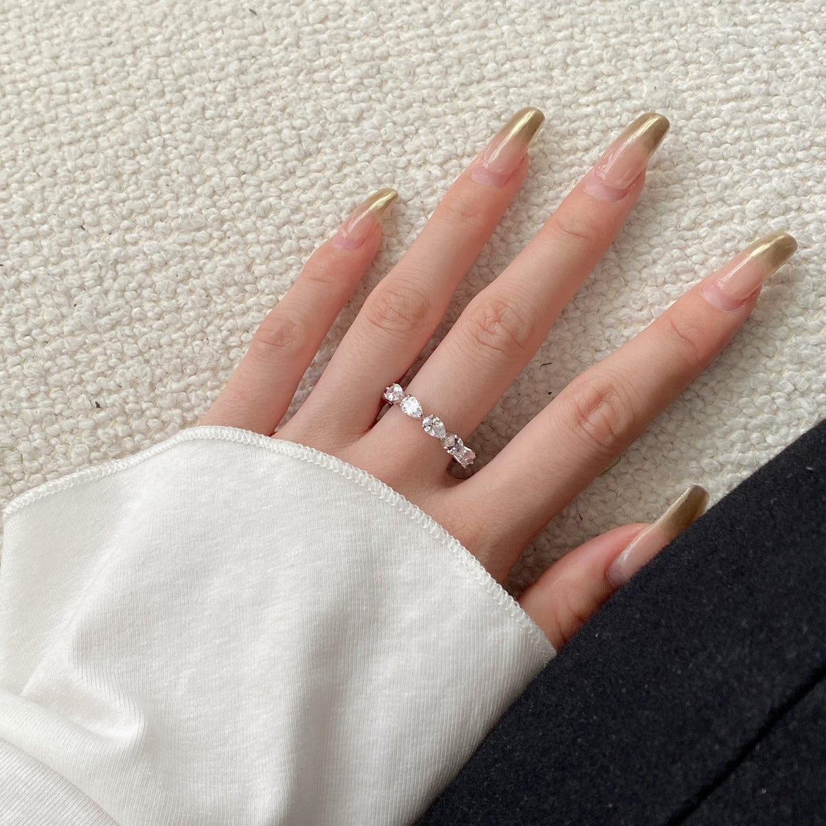 [Rose Tomorrow]Exquisite Pear Cut Tennis Ring